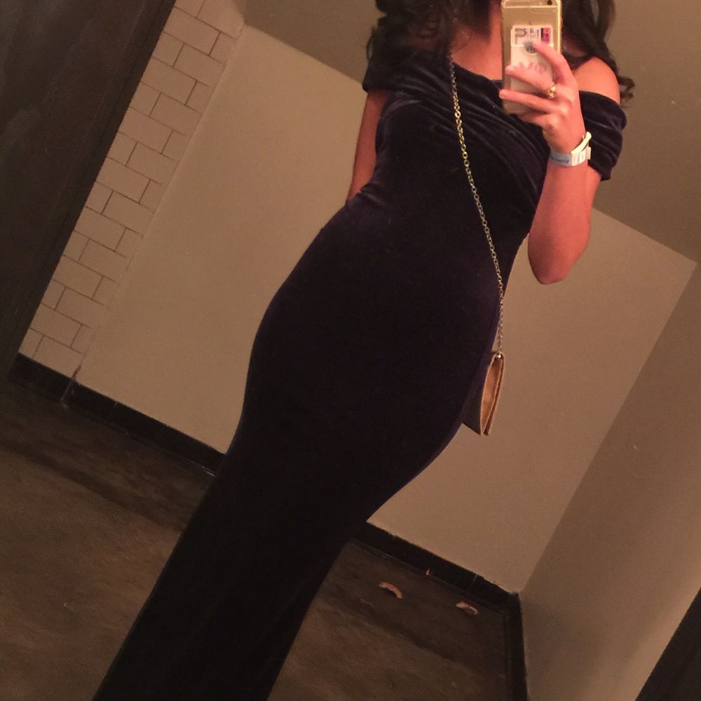 Blue velvet dress